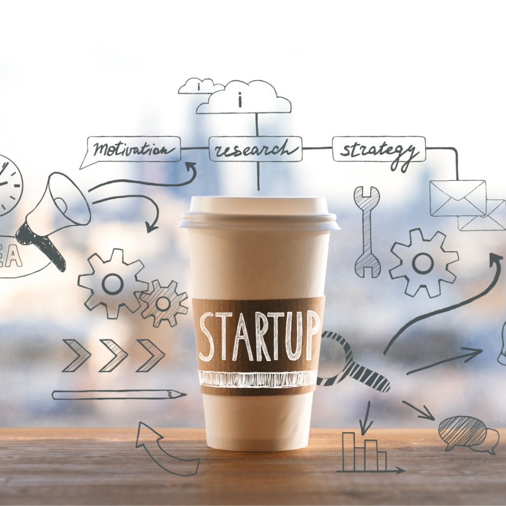 Coffee Cup displaying entrepreneur related words